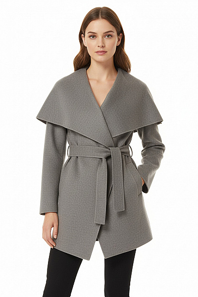 Krátký Dámský Kabát Šedý Vel. S