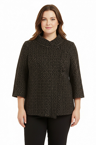 Krátký Dámský Kabát Černý Ellen Tracy Vel. XL