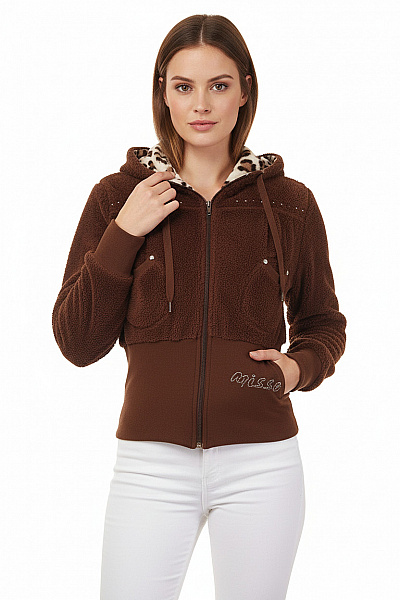 Dámská Mikina Rozepínací Hnědá Vel. M