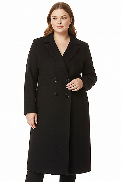 Dámský Dlouhý Kabát Vlněný Černý LINDEX Second Hand Vel. XL