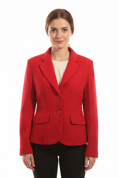 MADELEINE Teplé Dámské Sako Vlněné Červené Vel. M