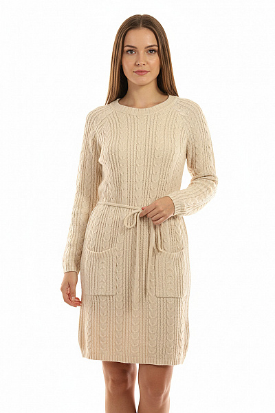  Šaty Pletené Béžové Vel. M