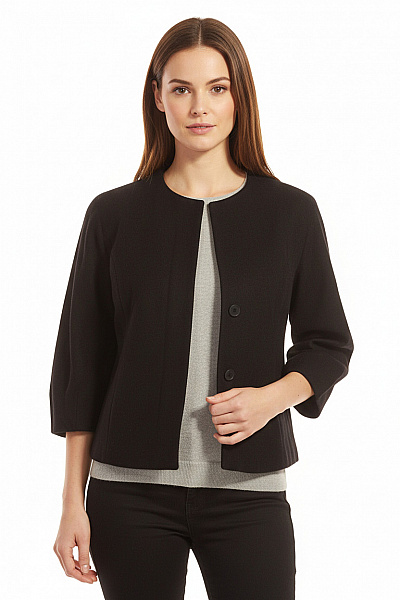 L.K. Bennett Dámský Krátký Kabátek Černý Second Hand Vel. 40