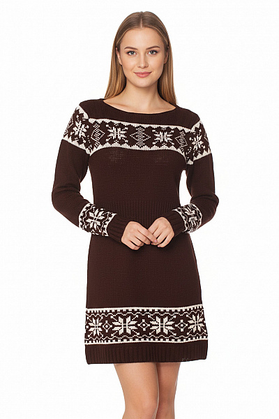  Šaty Pletené Hnědé