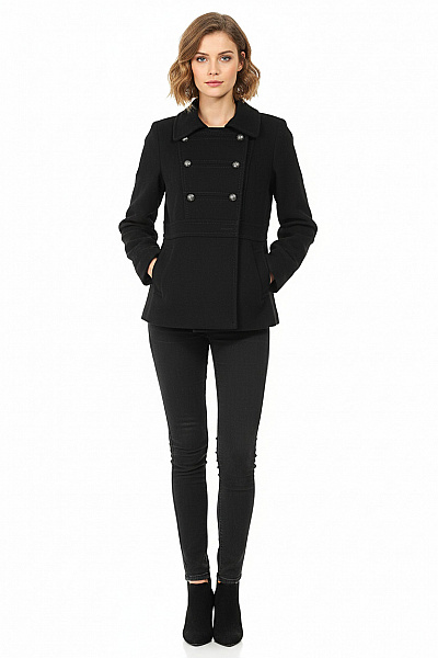 Dámský Kabát Černý Second Hand Vel. 38