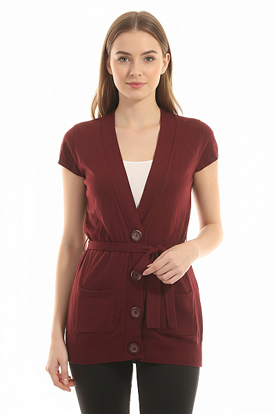 Esmara Kratká Dámská Vesta Vínová Second Hand Vel.  40/42