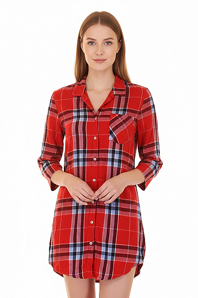 F&F Kostkovaná Dámská Košile Červená Vel. XS