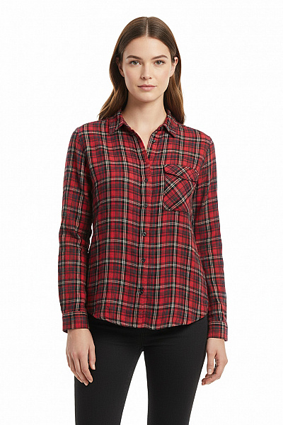 PULL&BEAR Kostkovaná Dámská Košile Červená Vel. M