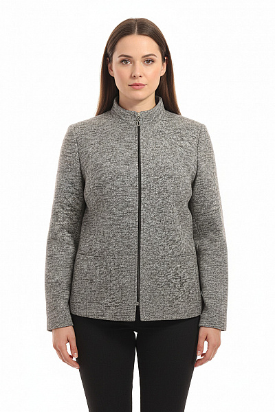 Krátký Dámský Kabát Šedý Second Hand Vel. 42