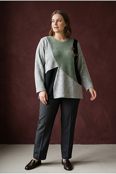 Dámská Pletená Halenka Oversize Asymetrická Barevná Velikost XXL