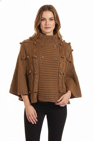 F&F  Pončo Hnědé Vel. S