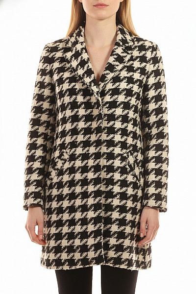 Dámský Dlouhý Kabát Černobílý Vel. M