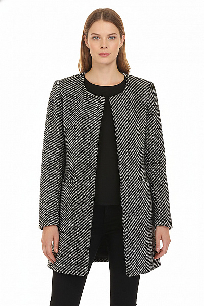 Reserved Dámský Kabát Černobílý Vel. 36