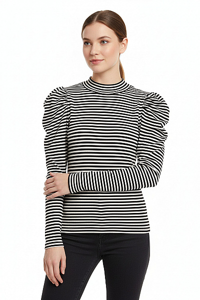 PIECES Halenka Černobílá Second Hand Vel. S