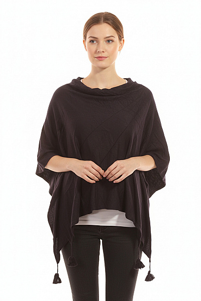 COMMA Dámské Viskózové Černé Pončo Volné Ležérní Zimní Vel. ONE SIZE