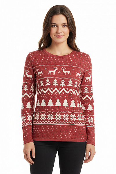 Dámské Vánoční Tričko Červené