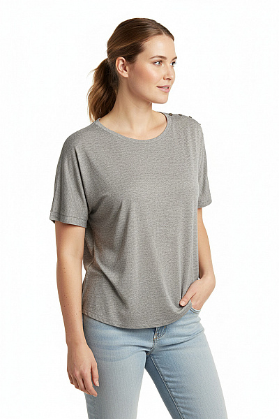 Jednoduché Dámské Tričko Šedé GATE Vel. L
