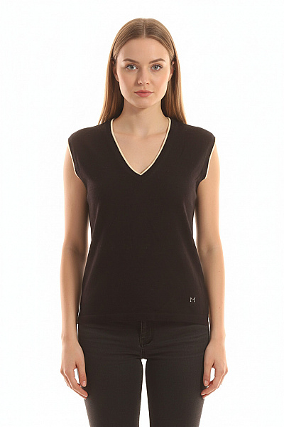 Kratká Dámská Vesta Meriná Černá Second Hand