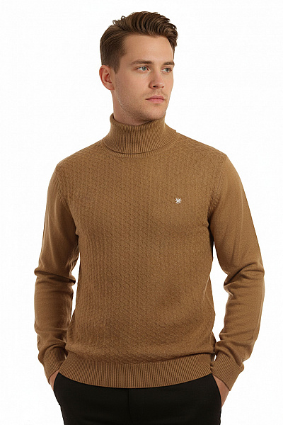 Manuel Ritz Pánský Pulovr Lněný Hnědý