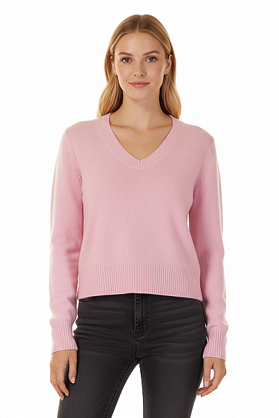 Dámský Pulovr Vlněný Růžový Second Hand Vel. XS