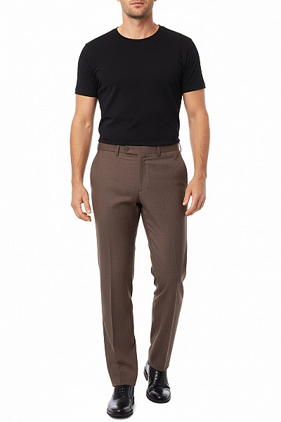 CANALI Pánské Kalhoty Vlněné Hnědé Vel. 50