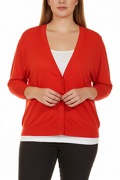 LUISA CERANO Dámský Cardigan Vlněný Červený Second Hand Vel. 44