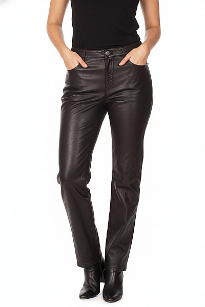 Dámské Kalhoty Rovné Kožené Černé CIGNO NERO Vel. 40