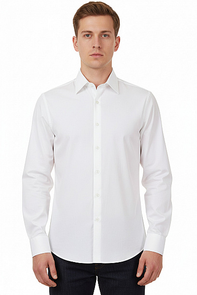 LAWRENCE GREY Pánská Bílá Košile Dlouhý Rukáv Elegantní Business Vypasovaná Velikost 39