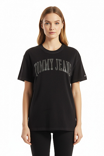 TOMMY HILFIGER Dámské Tričko S Potiskem Černé Vel. M