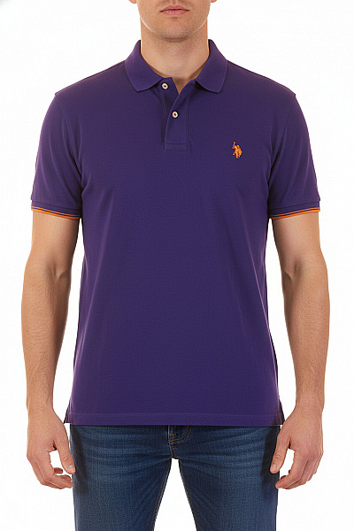Pánské Tričko S Límečkem Fialové U.S.POLO ASSN. Vel. XL