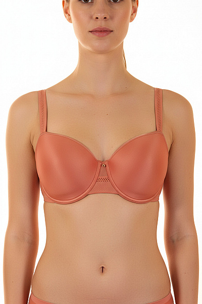 Chantelle Dámská Podprsenka Hladká Bez Ramínek Bardotka Vycpaná Oranžová Vel. EU 90C