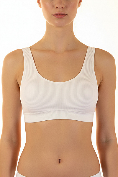 Magic Body Fashion Dámská Sportovní Podprsenka Bílá žebrovaná Velikost L