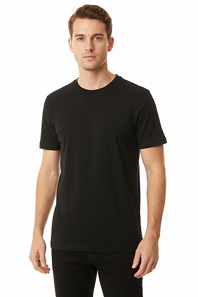  Jednoduché Pánské Tričko S Krátkým Rukávem Bavlněné Černé