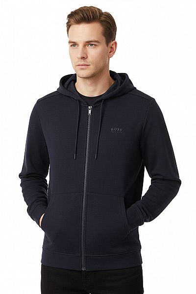 Pánská Mikina Na Zip Modrá Hugo Boss Second Hand Vel. M