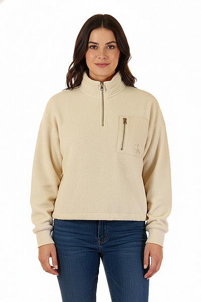 Dámská Mikina Bez Zapínání Béžová Calvin Klein Vel. L