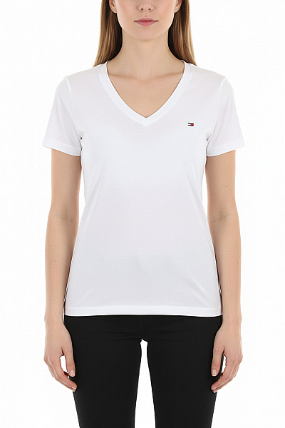 TOMMY HILFIGER Jednoduché Dámské Tričko Bílé Vel. M