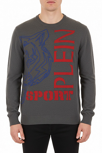 PLEIN SPORT Pánský Pulovr Vlněný Šedý