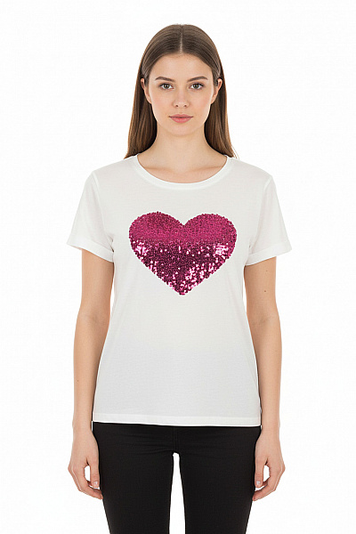 Dámské Tričko s Potiskem Bílé Vel. S