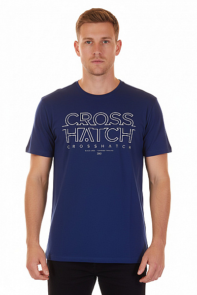 Pánské Tričko S Potiskem Modré Crosshatch Vel. XL