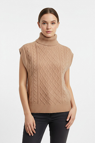 VERO MODA Dámská Vesta Hnědá Second Hand Vel. S