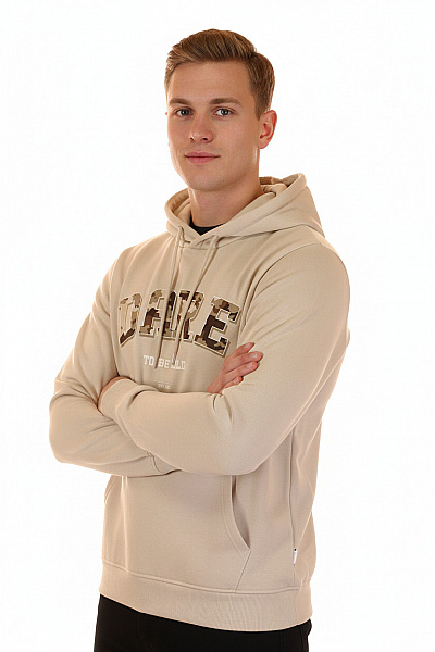 Pánská Mikina Bez Zapínání Béžová JACK & JONES