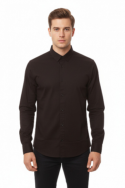 Pánská Košile Jednobarevná Černá