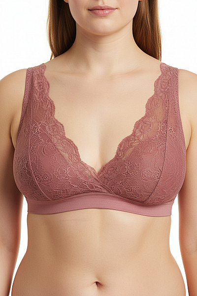 Mama Licious Růžová Krajková Braletová Podprsenka Bez Zapínání Velikost L