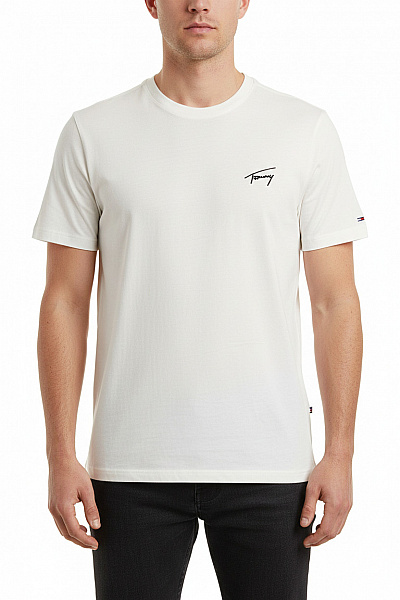 TOMMY HILFIGER Jednoduché Pánské Tričko Béžové Vel. M