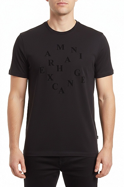 ARMANI Pánské Tričko S Potiskem Černé Vel. L