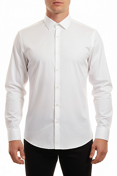 Hugo Boss Pánská Bílá Košile Dlouhý Rukáv Elegantní Vypasovaná Business Velikost 42