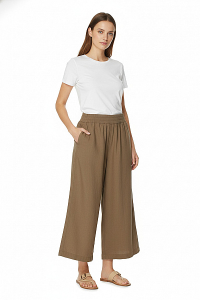 PIECES Dámské 3/4 Kalhoty Khaki Vel. S