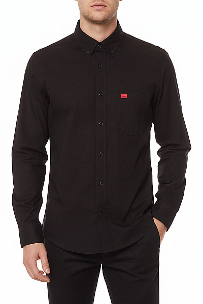 Pánská Košile Jednobarevná Černá Hugo Boss Vel. M