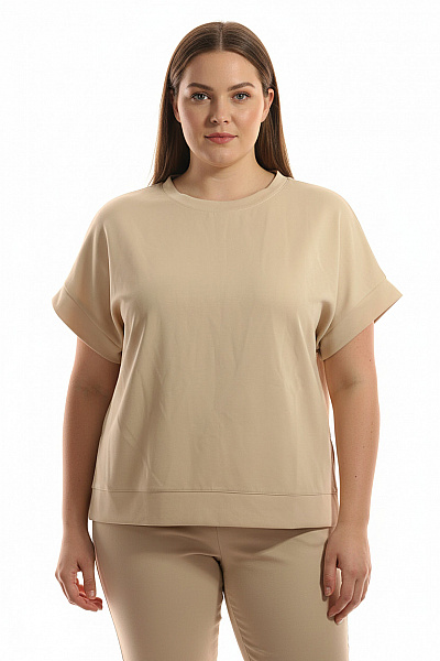 Jednoduché Dámské Tričko Béžové RICH&ROYAL