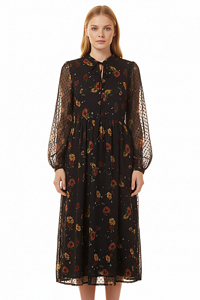 ONLY  Šaty S Květinovým Potiskem Černé Vel. M